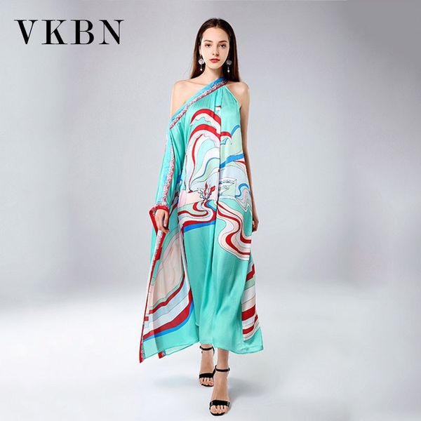 

vkbn spring and summer dress women sleeveless strapless print fashion elegant dress plus size factory made 60%silk 210507, Black;gray
