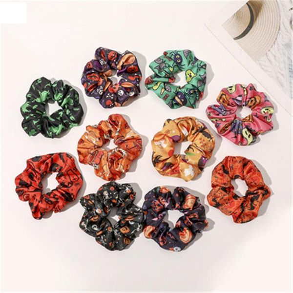 

hair accessories cross-border european and american halloween elastic band children women party dress up cute funny scrunchies, Slivery;white