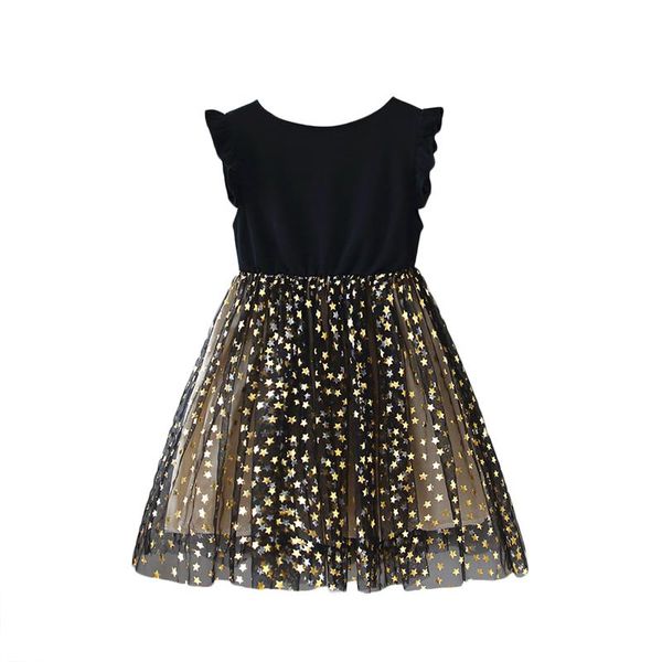 

pudcoco summer children baby girls party princess dress sleeveless sweet cute stars sequin mesh patchwork lined vestidos holiday girl's, Red;yellow