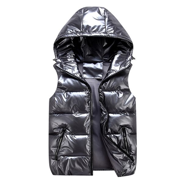

women winter vests hooded short bright color vest cotton padded jacket sleeveless female winter waistcoat vest 210910, Black;white