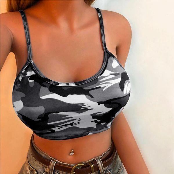 

women's t-shirt #50 women camouflage sleeveless t shirt striped backless bustier bra cross camis regata cropped feminino, White