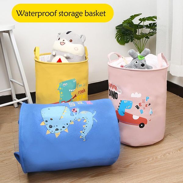 

small cartoon folding laundry basket dirty clothes storage for kids toys organizers sundries barrel bags