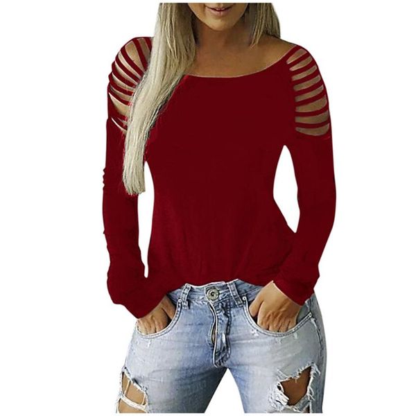 

women's blouses & shirts cold shoulder women casual hollow shirt plus size knot side harajuku ropa mujer, White