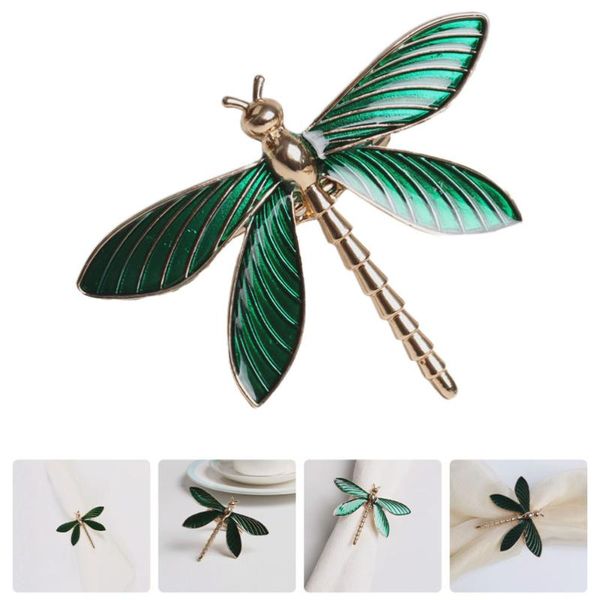 

napkin rings 1pc chic dragonfly shaped ring alloy dinner buckle decor (green)