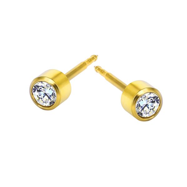 

piercing gun ear stud 4mm ear pin clear gem stainless steel earring human body puncture non allergic perforating ear nail body piercing spik, Golden;silver