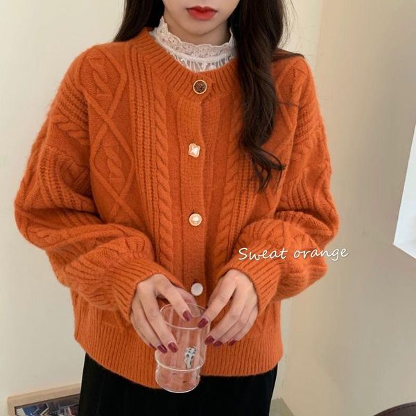 

women's knits & tees blue sweater coat flower gentle wind japan thickened 2021 heavy industry spring and autumn knitting cardigan, White