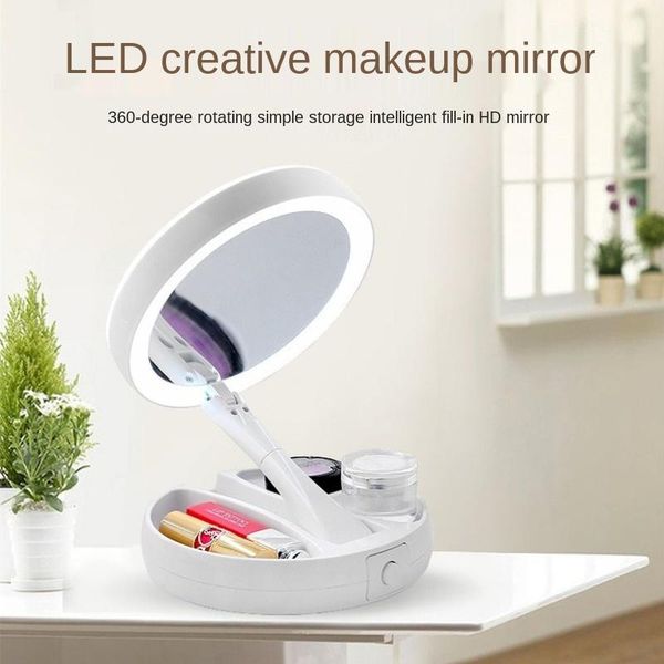 

compact mirrors led makeup mirror ring light folding make up with lights usb for bedroom battery storage