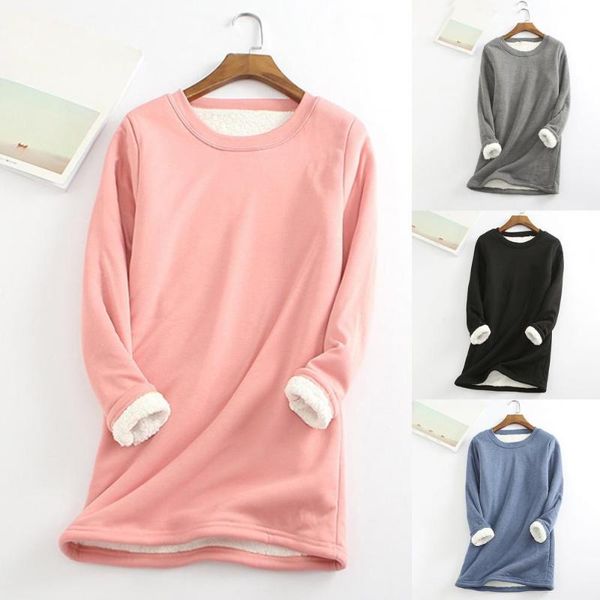 

women's blouses & shirts women blouse simple pure color crew neck base shirt coldproof, White