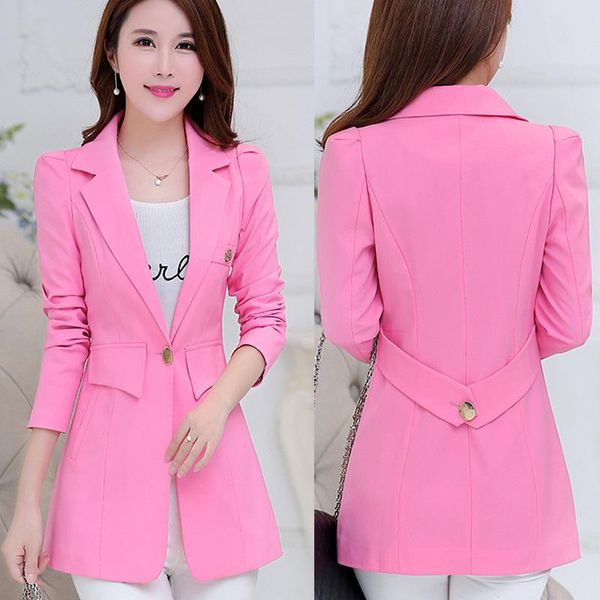 

women's jackets fashion slim small suit coat women 2021 high-end slimming plus size mid-length professional jacket, Black;brown