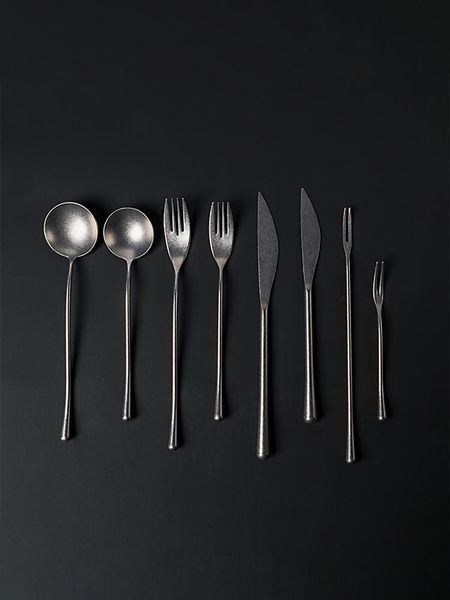 

spoons japan style retro ins 304 stainless steel steak knife&forks cake desserts soup spoon cutlery tableware