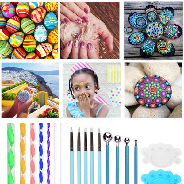 

35 pcs mandala dotting tools for painting rocks pottery portable multifunctional handwork embossing dot kit tool set, Silver