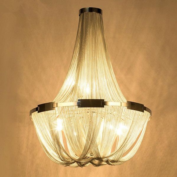 

pendant lamps modern luxury silver gold tassel aluminum chain led lights vintage lamp fashion design hanging