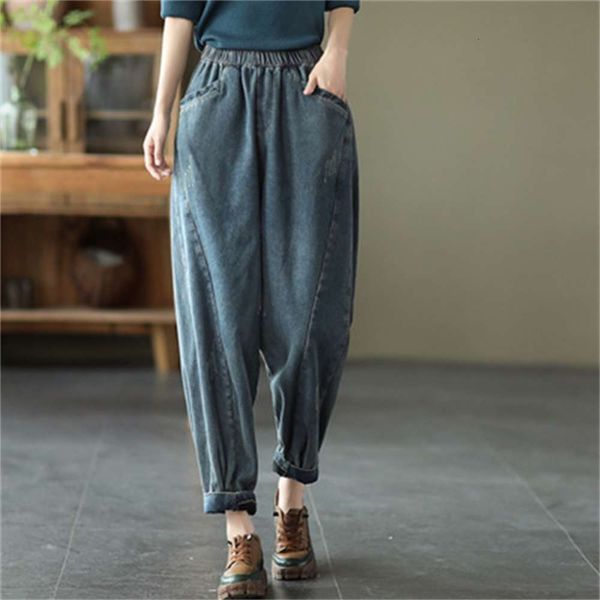 

winter elastic waist thickened women's warm plush leisure pants, Blue