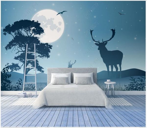 

wallpapers custom po wallpaper for walls 3 d murals nordic forest woods deer dream tv background wall mural decoration