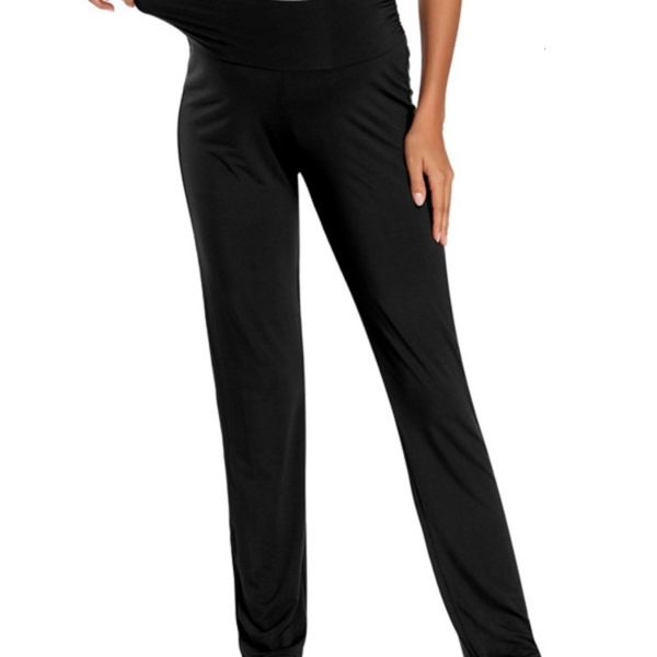 

new high waist loose solid color trousers pregnant women's pajamas, Black;white