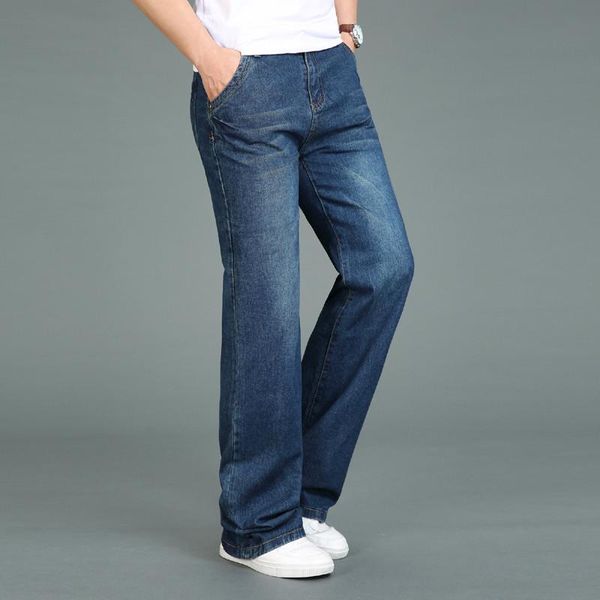 

jeans men 2021 summer thin large size micro bell pants men's modis straight retro green classic more 28-34, Blue