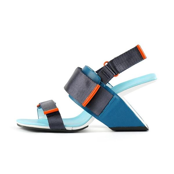 

dress shoes british square toe women sandals design strap strange wedge high heels 8cm blue lady prom summer apricot sandalias, Black
