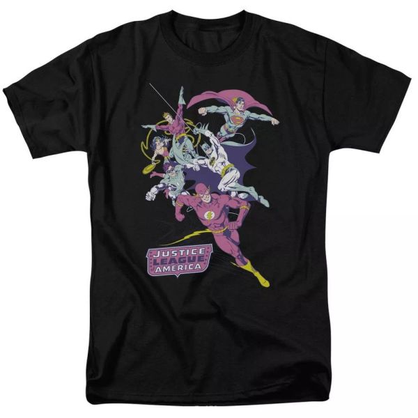 

justice league of america colorful league t-shirt dc comics sizes s-3x new, White;black