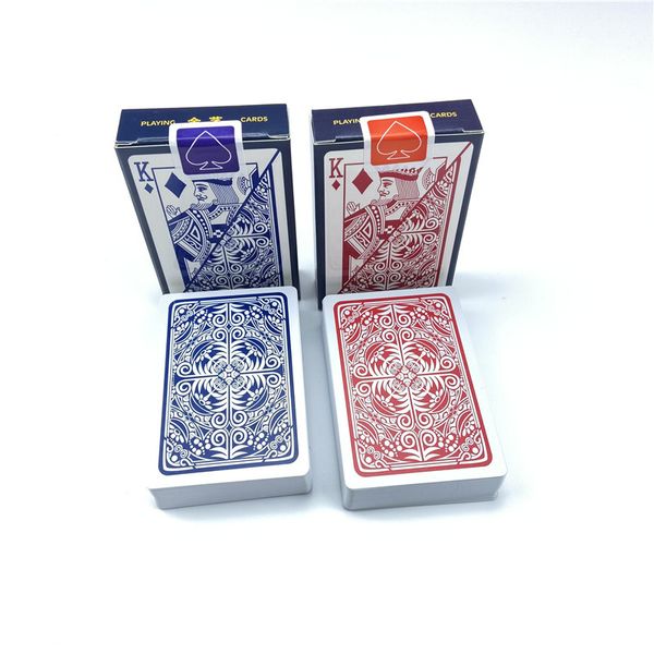 2 pçs / lote Plástico de plástico Pôsteres impermeáveis ​​Cartões de poker Baralho Texas Holdem Marca estreita PVC Pokers Board Games 2.28 * 3.46 polegadas