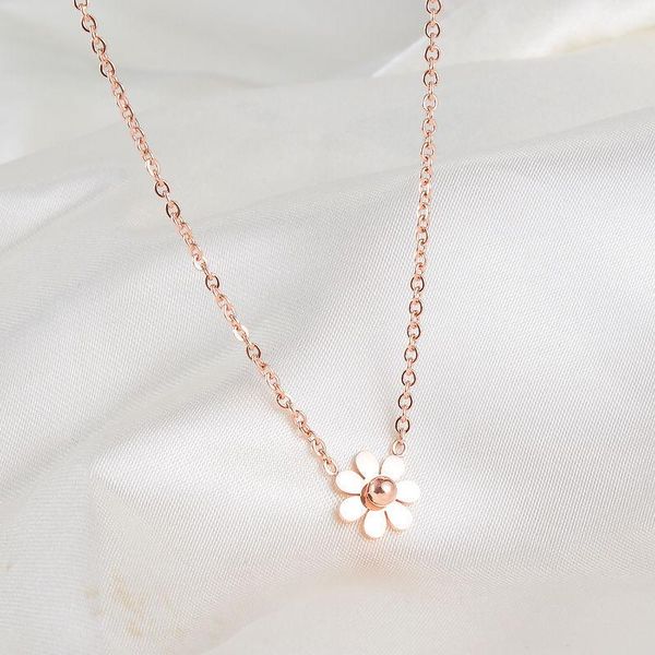 

stainless steel daisy flower necklace for women gold link chain charms female jewelry gift pendant necklaces, Silver