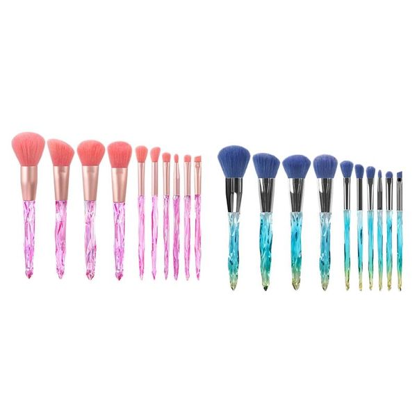 

makeup brushes 10 pcs crystal handle brush set,fiber eye beauty kit