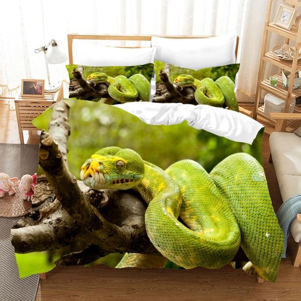 

bedding sets animal green snake set for bed covers single double king  size duvet cover 2/3pcs bedclothes