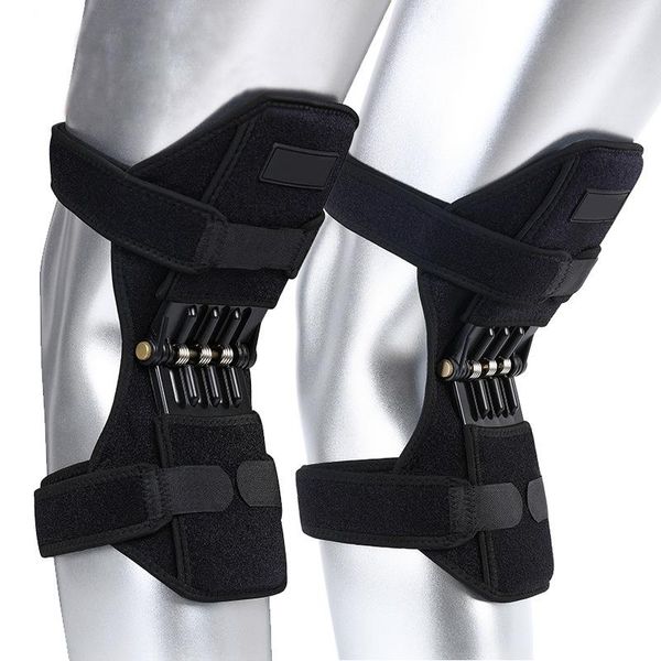 

elbow & knee pads spring force stabilizer breathable non-slip power lift joint support elder cold leg protection, Black;gray