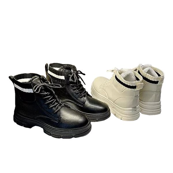 Damen-Stiefel, Plateauschuhe, Schwarz, Weiß, coole Damen-Motorradstiefel, Lederschuh-Trainer, Sport-Turnschuhe, Größe 35–40, 11