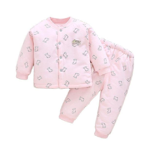 

clothing sets winter born infant set baby girl boy cotton outwear thicken suit 2-pece long-sleeved jacket + pants toddler, White