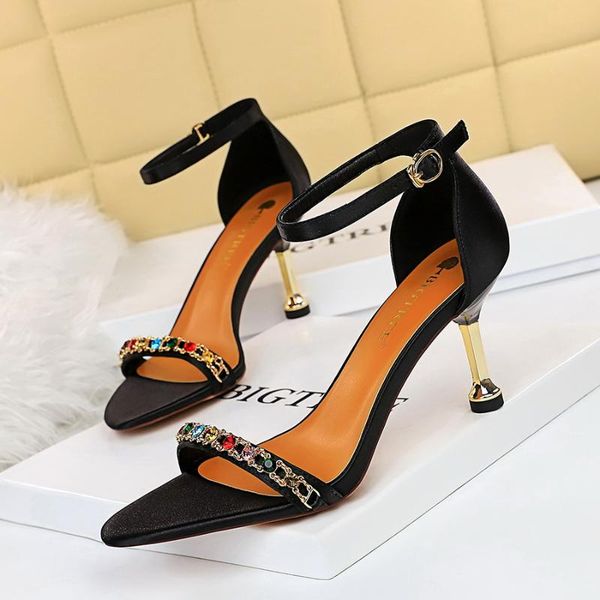

dress shoes korean version summer women's high heeled, Black