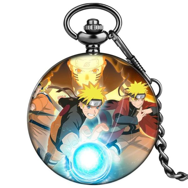 

pocket watches classic famous japanese cartoon man with energy men women pendant necklace chain watch gifts for anime lover, Slivery;golden