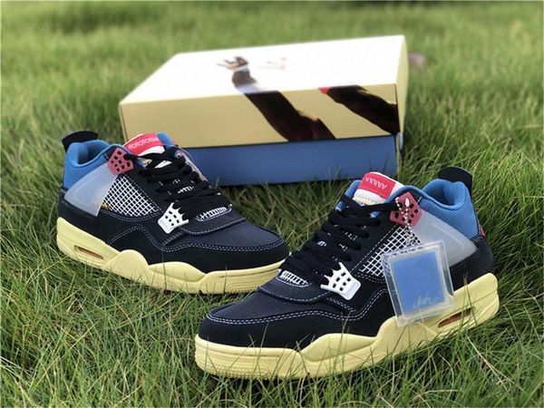 

sail off nior 4 4s mens basketball shoes university blue pure money white orer desert moss outdoor sneakers with box, Red;white