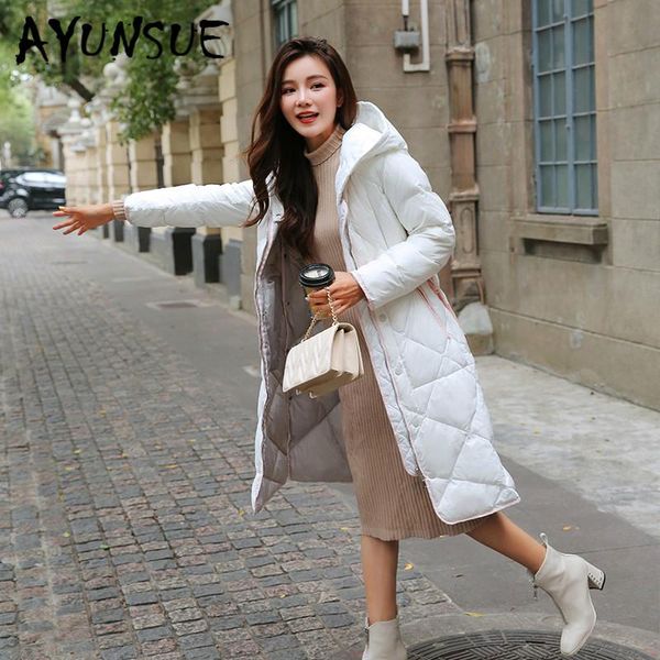 

white duck down jacket women clothes 2021 winter coat hooded korean puffer warm parka 8077 yy2047 women's & parkas, Black