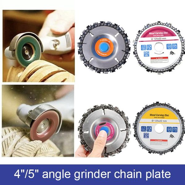 

hand & power tool accessories 1pcs 16/22mm 4/5 inches wood carving disc and chain grinder for use with 4" or 4-1/2",5"angle g