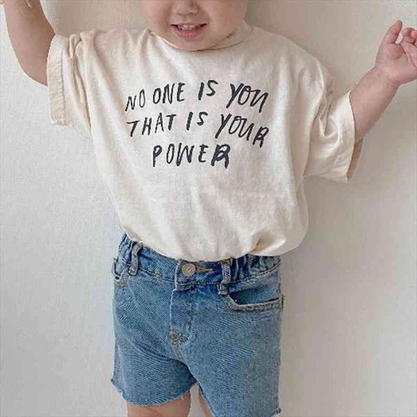 

kids summer casaul fashion letter print boys girls cotton short sleeve baby clothing children solid clothes, Blue