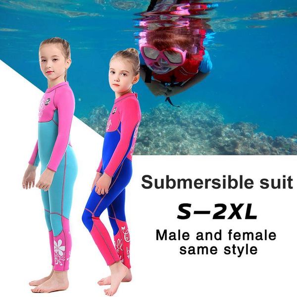 

one-piece suits children diving suit female 3mm long-sleeved swimsuit warm surf jellyfish clothes accessories