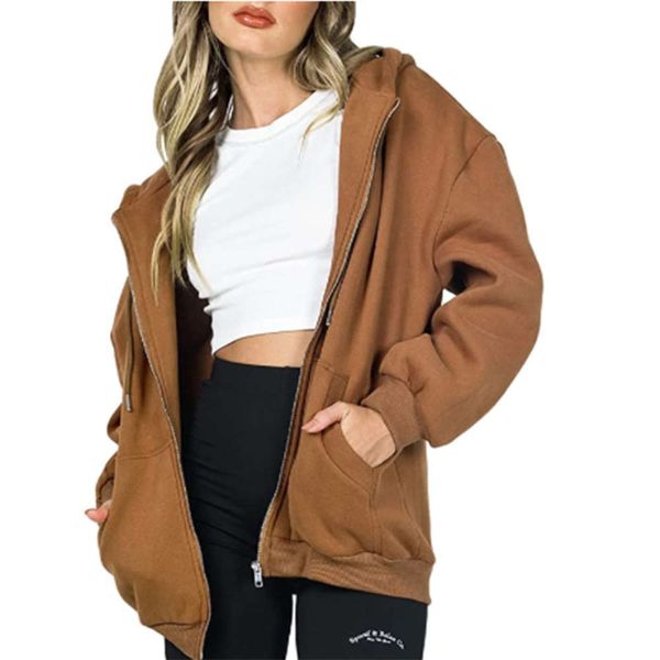 

fashion casual hooded thickened zipper cardigan sweater, Black;brown