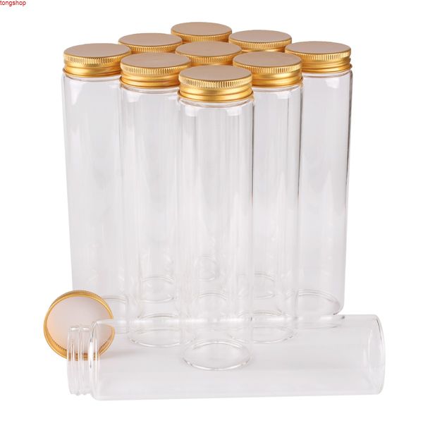 12 peças 240ml 47 * 180mm Garrafas de vidro com tampas de alumínio douradas especiarias recipiente de contêineres jarros frascos para o casamento Giftgoods