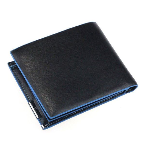 

man wallet card leather bag pockets bifold money clip black blue, Red;black