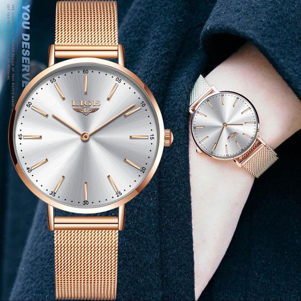 

wristwatches 2021 style bracelet japan quartz movement stainless steel mesh band women watch waterproof full rose gold lady 32mm, Slivery;brown