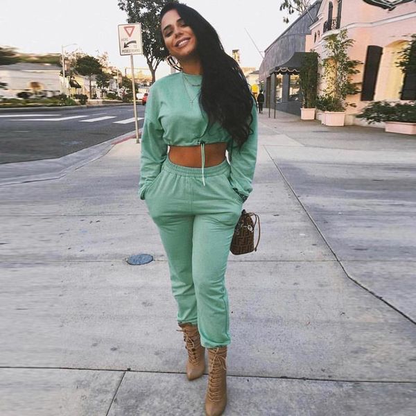 

women's two piece pants jumpsuit women elegance 2 pcs tracksuit solid autumn suit pantsuit and bodysuit sweatshirt 2021, White