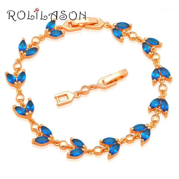 

charm bracelets rolilason plants design navy blue golden amazing wedding items fashion jewelry tb8331, Golden;silver