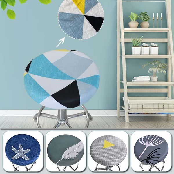 

chair covers 1pcs round cover bar stool elastic seat home slipcover floral printed