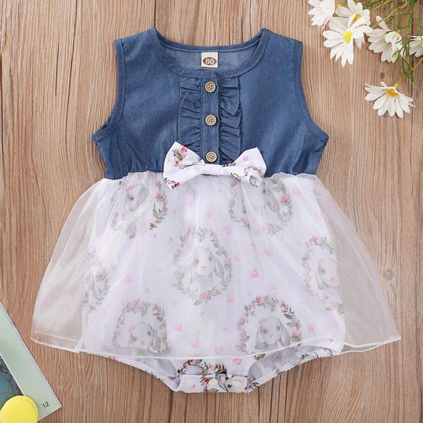 

girl's dresses children born baby clothing for girls easter summer o-neck solid sleeveless bowknot print bodysuit tulle dress, Red;yellow
