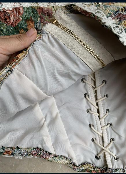 

vintage corset crop women camis summer bustier floral flower camisole tanks ropa para mujer, White