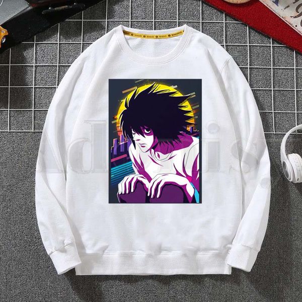 

men's hoodies & sweatshirts death note japan anime manga shinigami ryuk sweatshirt print trend mens clothes hip-hop male crewneck men, Black