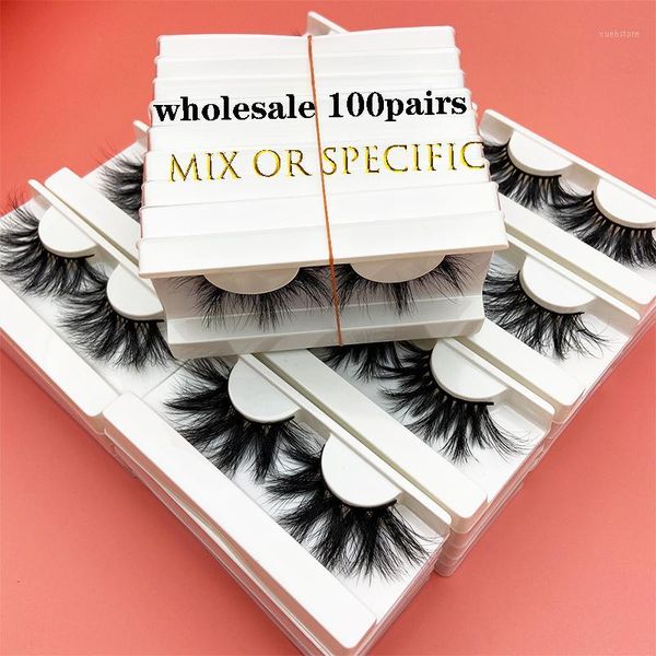 

wholesale 100 pairs mikiwi 25mm 3d mink false eyelashes dramatic long lashes full strip big white tray labels eyelashes1
