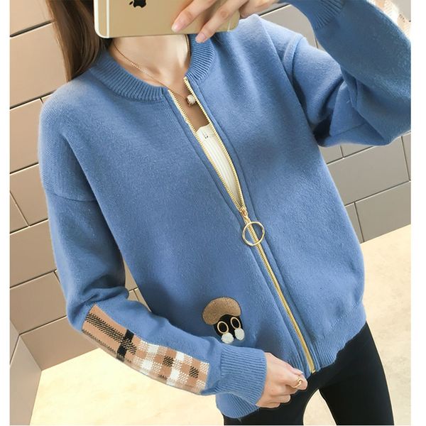 

women's jackets spring fashion cardigan long-sleeve casual s with zippers ladies knit women's yellow sweaters l5e0, Black;brown