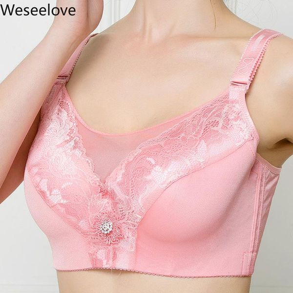 

bras weseelove push up bra large cup 120fg paper beauty back lace bralette woman adjustment underwear thin full x08, Red;black