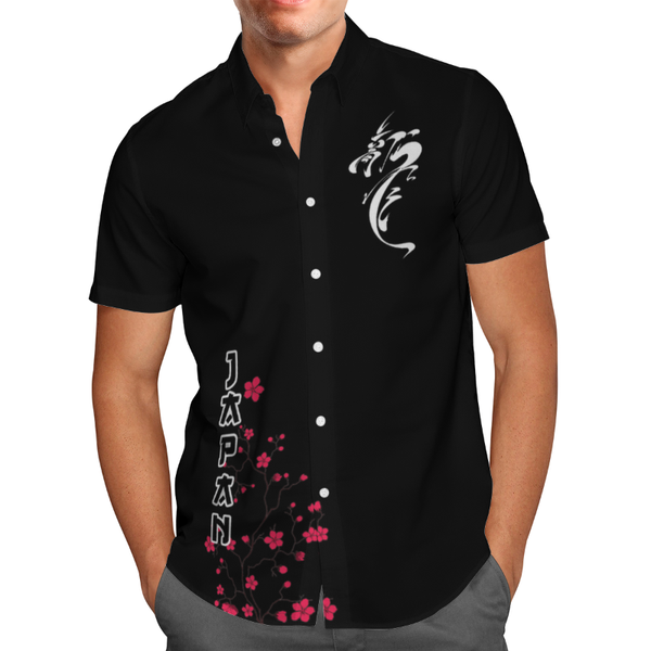 

men's casual shirts dragon print short sleeve for men loose cardigan button plus size hawaiian style summer 2021 ventilated shirt-99, White;black